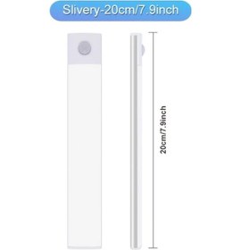 Resim Topnotch Gümüş 20cm Hareket Sensörlü Alüminyum Altın Renk Pilli 3 Renk Gece Aydınlatma 