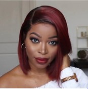 Resim Skycity Bayan Saç Teli Bob Kısa Düz Saç - Bordo Renkli Gradyan, Doğal Görünüm, Kolay Kullanim, Fabrika Fiyati 