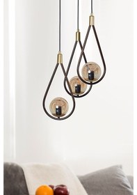 Resim Luzarana Siena 3 Lü Sarı-Eskitme Metal Gövde Bal Rengi Camlı Tasarım L... Çok Renkli 