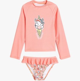 Resim Koton Fırfır Detaylı Unicorn Baskılı Uzun Kollu Bikini Seti Pembe Desenli 5skg00025mm Pembe Desenli 