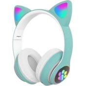 Resim Pazariz Rgb Işıklı Kedi Kulak Kulaküstü Bluetooth Kulaklık Mavi 