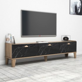 Resim E3630 Sümer Ceviz/mermer Tv Ünitesi Modern Görünüm 