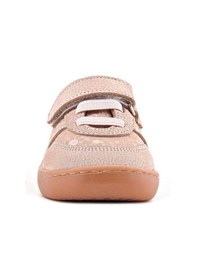 Resim Rakerplus Bob Hakiki Deri Pudra Simli Barefoot Cırtlı Lastikli Bebek Sneaker Ayakkabı Pudra 