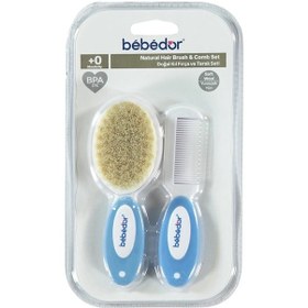 Resim Bebedor Doğal Kıl Fırça Ve Tarak Seti Mavi 