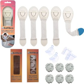 Resim Çocuk Bebek Güvenlik Emniyet Seti. 5 Çekmece Dolap Kilidi. 4 Köşe Çok Renkli 