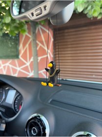 Resim 3dbaydesign Altın Zincirli Sallanan Ördek Yeni Trend Dikiz Ayna Süsü (siyah Sarı) 