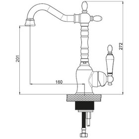 Resim Gpd Retro Tek Gövde Lavabo Bataryası Siyah Rose Mtl180-S-R 