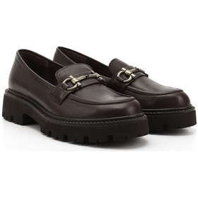 Resim Gönderi R Kahve Antik Kalın Topuklu Tokalı Hakiki Deri Loafer Ayakkabı Kahve 