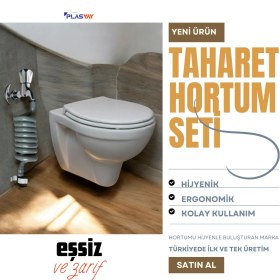 Resim Plasyay Spiral Wc Taharet Hortumu Duvar Sabitlemeli Plastik Kelepçeli 2 Metre Gri 