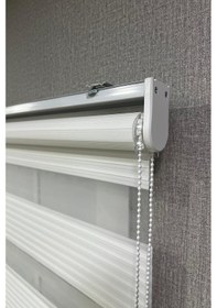 Resim Zebra Stor Perde Geniş Plise Güneşlik Perde Beyaz Beyaz 