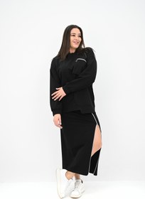 Resim Kadın Büyük Beden Fermuar Detaylı Etek Takım 8159-25 - XXL / Mürdüm 