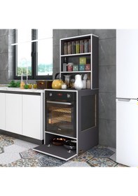 Resim Kenzlife ankastre fırın dolabı hümeyra gri 165*60*56 mutfak kapaklı 