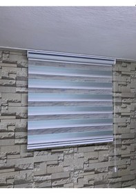 Resim Yeşil Gri Mini Plise Zebra Perde Tüm Ölçülerde 