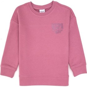 Resim U.S. Polo Assn. Kız Çocuk Pembe Simli Baskı Detaylı Bisiklet Yaka Basic Sweatshirt 50314289-VR167 