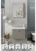 Resim Biani Fix Maxila 60 cm Banyo Dolabı,Seramik Lavabolu, Aynalı,Lavabo Dahil,Mdf,Latte 