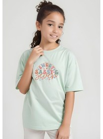 Resim Fyk Kids Kiz Çocuk Sweat Sassy Baskili Ti Şört Mint Yeşil 