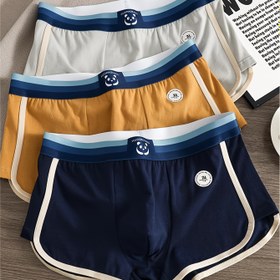 Resim 3 adet Erkek Boxer Briefs - Orta Yükselişli Spor İç Çamaşırı, Kontrast Trim, Yumuşak Nefes Alabilen Kumaş, Düz Renkler (Yeşil/Mavi/Turuncu) Spor Salonu, Günlük ve Spor İç Çamaşırı, Spor İç Çamaşırı, Rahat Uygunluk 