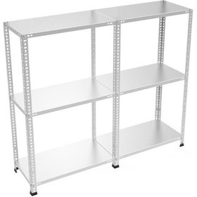 Resim 3 Katlı Duble Paslanmaz Krom Raf - Inox Soğuk Oda Rafı, Buzhane Rafı 31x75 Cm-0.70 Mm-200 Cm Gri 