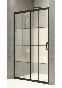 Resim Durul Duşakabin Ön Cephe 5mm Siyah Çizgi Ortası Buzlu H:190 cm Siyah 