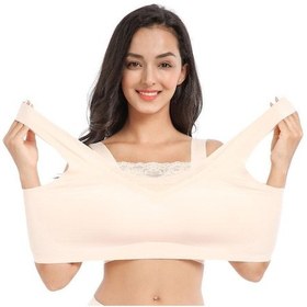 Resim Ten Rengi Kadın Büyük Boy Spor Sutyen Darbeye Dayanıklı Kablosuz Toplamak Sutyen Dikişsiz Ince Bralette Tank Top Ten Rengi 