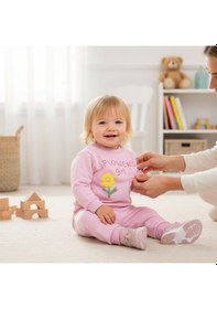 Resim Çiçek Nakışlı Kız Bebek Kışlık Takım Pembe 