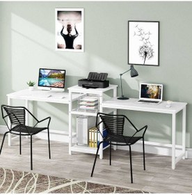 Resim Zizuva Zizuva Tasarım Beyaz Ev Ofis Bölmeli Ikili Çalışma Masası 