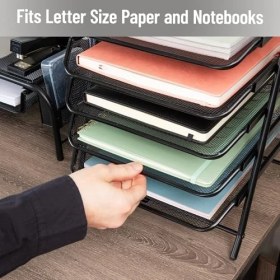 Resim Reader 5tpaper-Blk 5 Katmanlı Kağıt Tepsisi, Dosya Depolama, Masaüstü Düzenleyici, Metal Ağ, 30 cm U x 35 cm G x 14,5 Inç Y, Siyah 