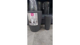 Resim Primanova Pure Banyo Çöp Kovası ve Tuvalet Fırçası Seti Gri Renkli Şık Tasarım 