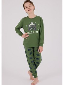 Resim Rolypoly Erkek Çocuk Yeşil Pijama Takımı Rp3669-c-v1 