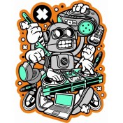 Resim Sticker Atölyesi Robot Dj Sticker - 19096 