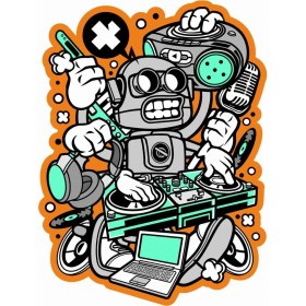 Resim Sticker Atölyesi Robot Dj Sticker - 19096 