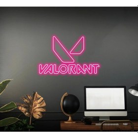 Resim Valorant Yazılı Ve Şekilli Neon Tabela Pembe 
