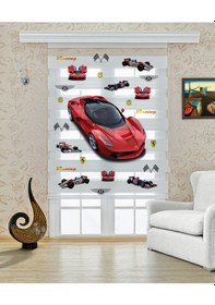 Resim Perdecizade Enxboy Kırmızı Araba Dijital Baskılı Zebra Perde-cocuk Odası-stor Perde Pz-451 Renkli 