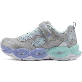 Resim Skechers Twisty Glow Kids Sneaker Lastik Bağcıklı Cırtlı Işıklı Çocuk Ayakkabısı Gri 