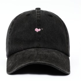 Resim Vintage Dokulu Beyzbol Şapkası Pembe Kalp Nakışlı - Günlük Kıyafetler için Ayarlanabilir Hafif Polyester Şapka, Elde Yıkanabilir ve Şık Aksesuar 