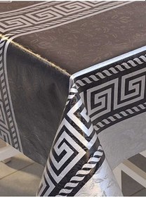 Resim Elyaflı Pvc Muşamba - Desenli Silinebilir Masa Örtüsü Mrl2007 Siyah 