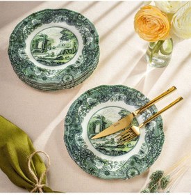 Resim Fecra Vintage Emerald 6 Parça Pasta Tabağı Seti Yeşil 