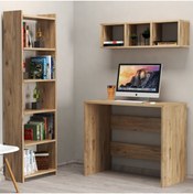 Resim Tanmob Çalışma Masası Raflı Kitaplıklı Çam - Clm0302 