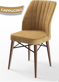 Resim Canisa Arp Serisi 70x110 Sabit Mutfak Masası Takımı Barok Desen Masa 4 Cappucino Sandalye Masa Barok Ahşap Desen Sandalye Cappucino 