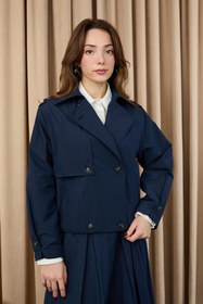 Resim Loreen Kadın Apoletli Kısa Trençkot - 20701CKT - NAVY 