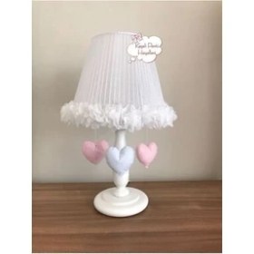 Resim Bebek Çocuk Odası Abajur Beyaz Tül Pembe Çiçekli Iki Katlı 