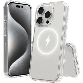 Resim İphone Uyumlu 16 Pro Max Kılıf Magsafe Şarj Özellikli Şeffaf Sert Pc Redclick Embos Kapak 
