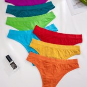 Resim 7 adet Katı Dikişsiz Yüksek Bel Thongs, Seksi Rahat Nefes Alabilir Esnek Intimates Külot, kadın İç Giyim ve İç Giyim 