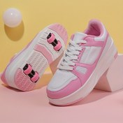 Resim Çocuklar için Unisex Kaykay Ayakkabıları, 8 Tekerlekli Çıkarılabilir Paten, Karo Kumaşlı Düşük Tabanlı Spor Ayakkabılar, Bağcıklı, TPR Taban, Kumaş Taban, Yürüyüş ve Günlük Giyim için Uygun, 14 Yaş Altı Erkek ve Kızlar İçin, Tüm Mevsimler İçin Uygun 