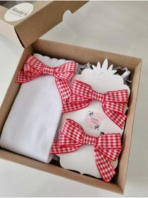 Resim Moonys Socks Collection Pötikareli Fiyonk Detaylı Kız Çocuk Özel Seri Çorap ve Toka Hediye Seti - ( Kırmızı ) 