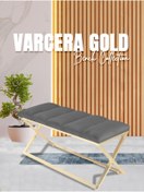 Resim Gazzini furniture Varcera Gold Sliced Bench Çapraz Metal Ayaklı Dilimli Model Gri Puf 