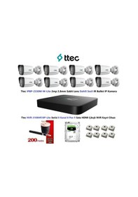 Resim Ttec 2mp Mikrofonlu 8 Kameralı 500gb Disk Tak Çalıştır Hazır Ip Kamera Seti 