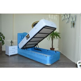 Resim Bengimobilya Baza-Başlık Ortoped Yatak Taytüy Turkuaz Silin Kumaş Model Metal 
