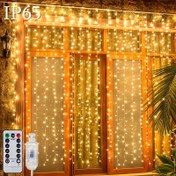 Resim Uzaktan Kumandalı 600 LED USB Perde Işıkları - 5.97 metre x 298.7 cm, Sıcak Beyaz Işık, Su Geçirmez, İç ve Dış Mekan Tatil Dekoru için Mükemmel, Noel, Cadılar Bayramı, Düğünler ve Şenlikli Atmosfer, Dış Mekan Süsleme Işıkları | Zarif Işık Kurulumu | Su Geçirmez LED Işıklar, Dış Mekan Telli Işıklar 