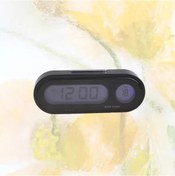 Resim Xuweiwei Dijital Araç Saati: Çift Ekran Lcd Aydınlatma 12/24 Saat Açı Ayarlı Sıcaklık Göstergesi Siyah 